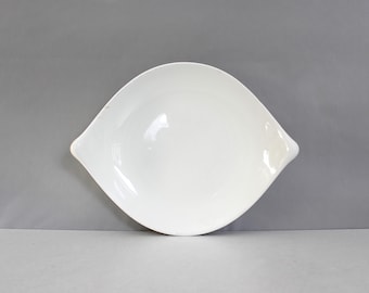 Bandeja de servir vintage Eva Zeisel para Hallcraft, blanca, de mediados de siglo.