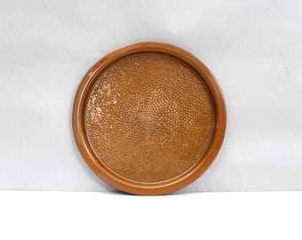 Bandeja redonda de cobre martillado Vintage Coppercraft Guild