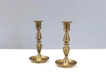 2 Vintage Kerzenständer aus Messing Kerzenhalter Mid Century Verziert