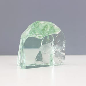 Vicke Lindstrand for Kosta Boda Sweden Glass Block Paperweight Fish Glass Sculpture