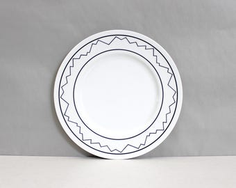 在庫2点 - ササキ ライトニング ディナープレート アンドリー・パットナム ブラック ホワイト ジグザグ 1990年代