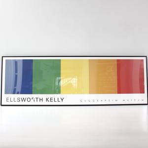 Vintage Ellsworth Kelly Framed Guggenheim Museum Poster Blue, Green, Yellow, Orange, Red 1990s
