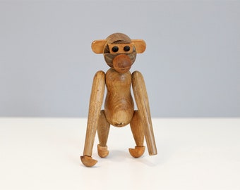 Zoo Line Style Monkey Toy Figurine Wooden Articulated Mid Century Modern