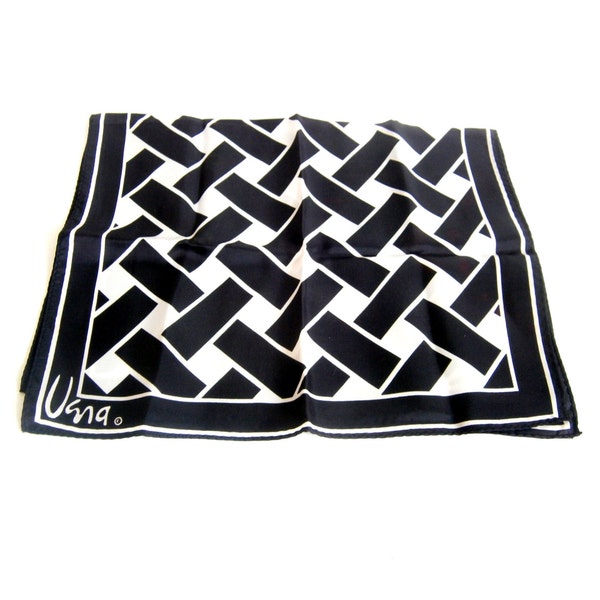 Vera Neumann foulard noir & blanc "BASKETWEAVE" géométrique
