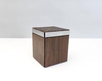 Mid Century Wood & Stainless Steel Pencil Holder Pen Pencil Cup Desk Organizer