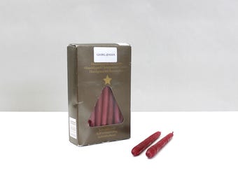 24 bougies de Noël coniques Georg Jensen avec boîte Bougies rouges pour sapin de Noël trempées à la main, neuves et autoextinguibles