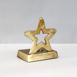 Vintage Brass Star Candle Holder Mid Century