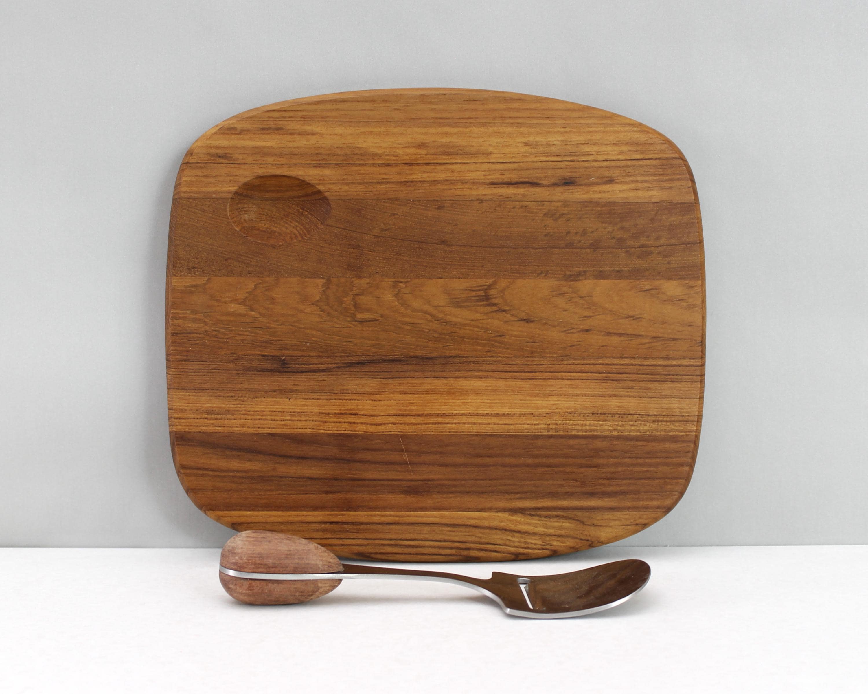 Dansk Torun Cutting Board with Cheese Slicer Teak Stainless Steel