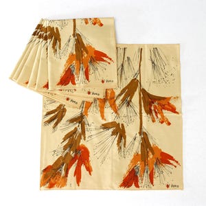 7 Vera Neumann Cotton Napkins Flowers Browns Oranges Mid Century