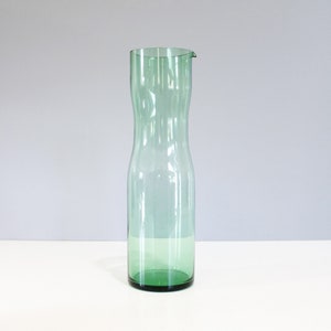 Vintage Glass Decanter Carafe Green Mid Century Scandinavian