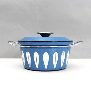 Cathrineholm Norway Dutch Oven Pot Blue White Lotus Danish Modern