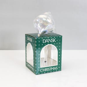 Vintage Dansk Glass Shell Ornament Iridescent Teardrop Christmas Ornament Hand Blown Glass