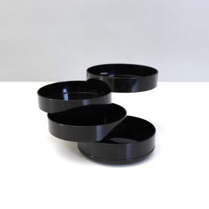 Vintage Rexite Multiplor Rotating Desk Organizer Black Rino Pirovano Plastic Desk Storage Mid Century Modern