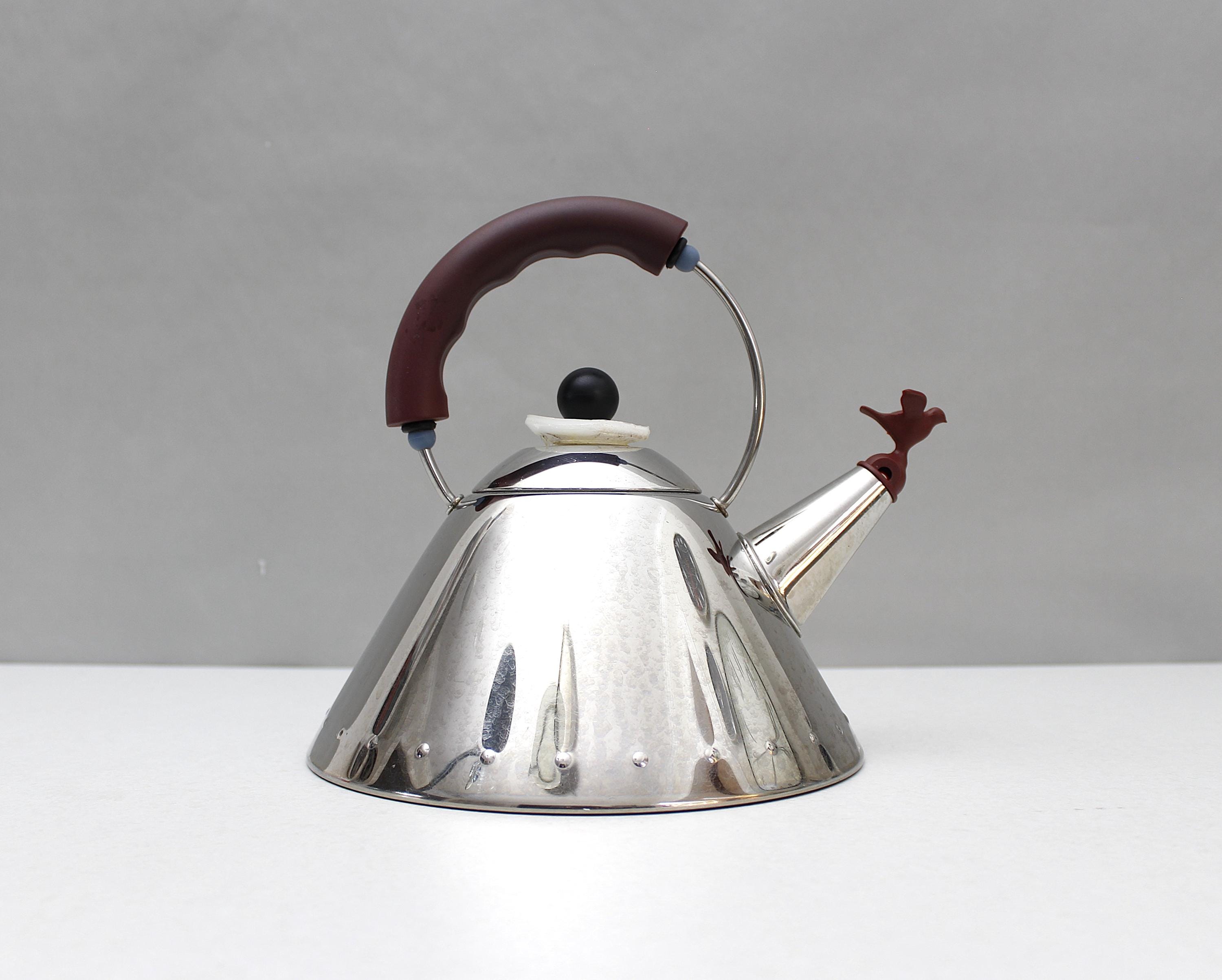 Alessi Michael Stalen Waterkoker met Vogelhandvat