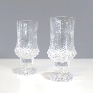 2 Iittala Ultima Thule Cordial Glasses Footed Shot Glasses Tapio Wirkkala Danish Modern Crystal