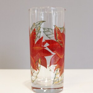 6 Culver Poinsettia Tumblers Highball Glasses Mid Century Barware Christmas image 6