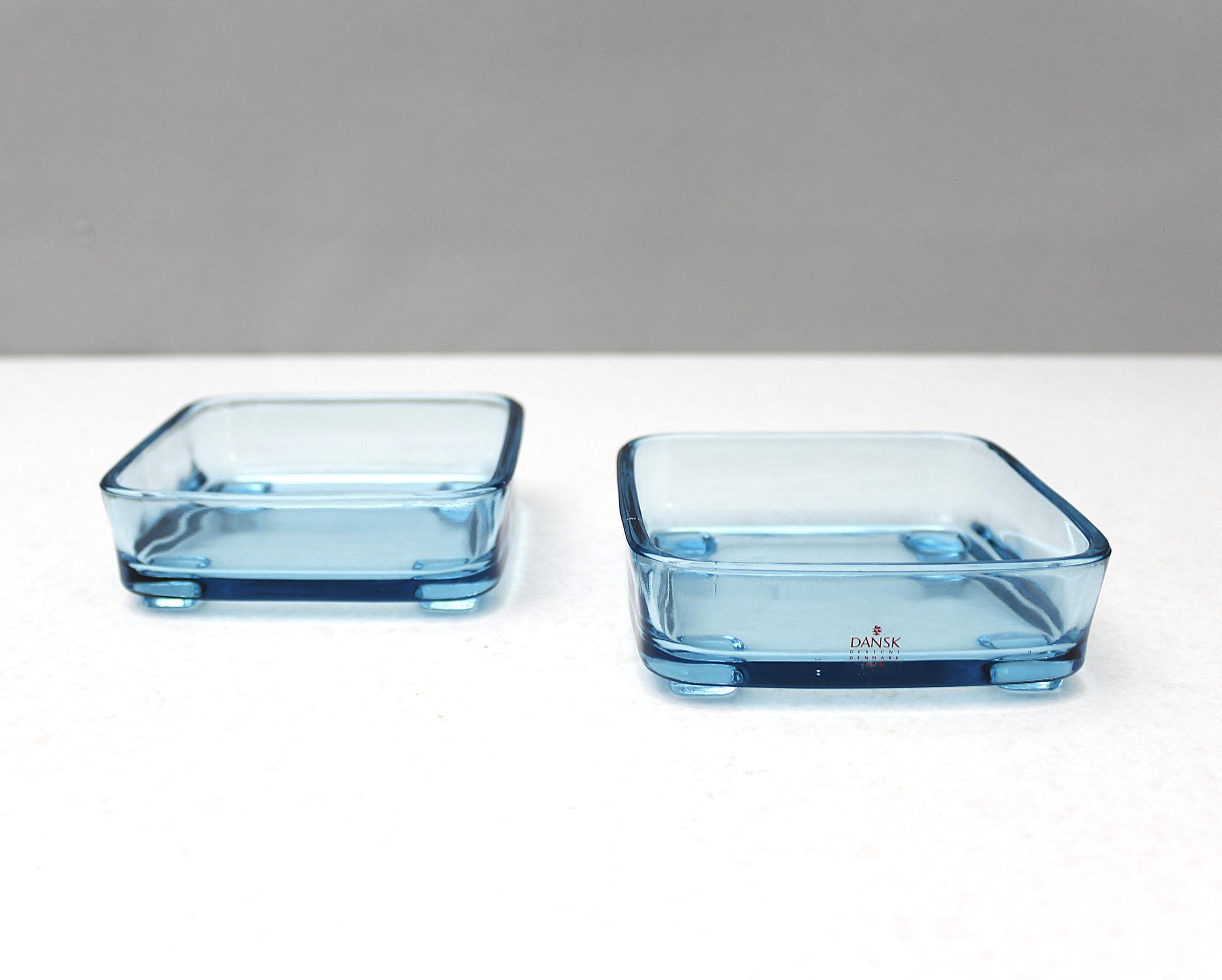 2 Dansk Blue Glass Dishes Inserts for Lattice Tray Replacement