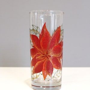 6 Culver Poinsettia Tumblers Highball Glasses Mid Century Barware Christmas image 3