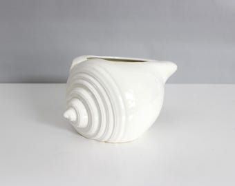 Vintage Ceramic Shell Planter White Conch Shell Seashell Mid Century