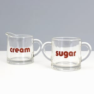 vintage Bartlett Collins, verre crème et sucre, typographie du milieu du siècle