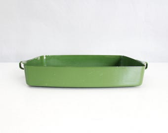 Vintage Dansk Kobenstyle Rectangular Baking Pan Green Enamel Jens Quistgaard Mid Century 13 x 9