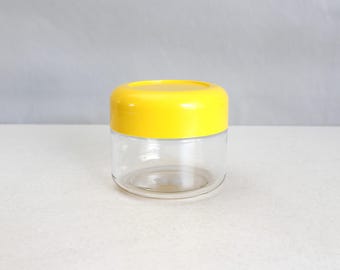 Vintage Heller Glass Jar Yellow Massimo Vignelli 1970s