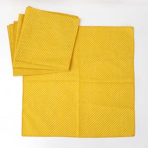CLEARANCE 4 Vintage Striped Cotton Napkins Yellow White Diamond Mid Century