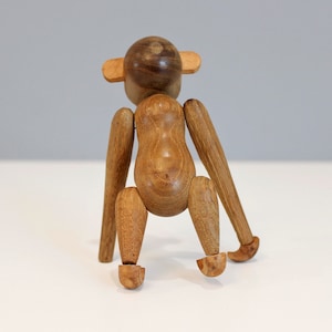 Zoo Line Style Monkey Toy Figurine Wooden Articulated Mid Century Modern image 6