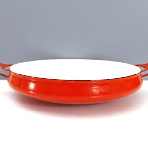 Large Dansk Kobenstyle Enamel Paella Pan Red Jens Quistgaard Danish Modern 13.5&quot;