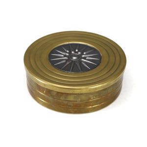Vintage Ilias Lalaounis Round Brass & 925 Sterling Silver Box