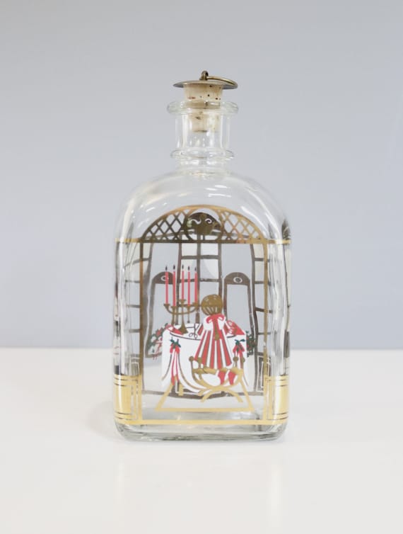 Holmegaard Glass Christmas Bottle Decanter Juleflaske 1989 - Etsy