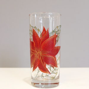 6 Culver Poinsettia Tumblers Highball Glasses Mid Century Barware Christmas image 5