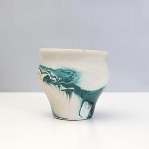 Vintage Nemadji Pottery Vase Planter Green Swirled