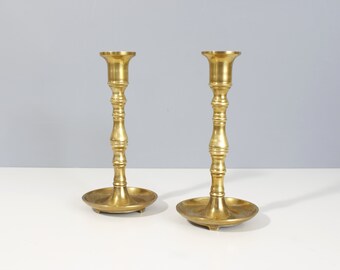 2 Vintage Brass Candlesticks Candle Holders Mid Century Ornate