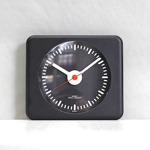 Vintage Krups Germany Wall Clock Black Rectangular 1970s Modernist