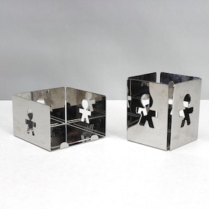 Vintage Alessi Italy Girotondo Pen Pencil Cup & Note Pad Holder Chrome Metal Desk Organizer Set Stefano Giovannoni Guido Venturini King-Kong