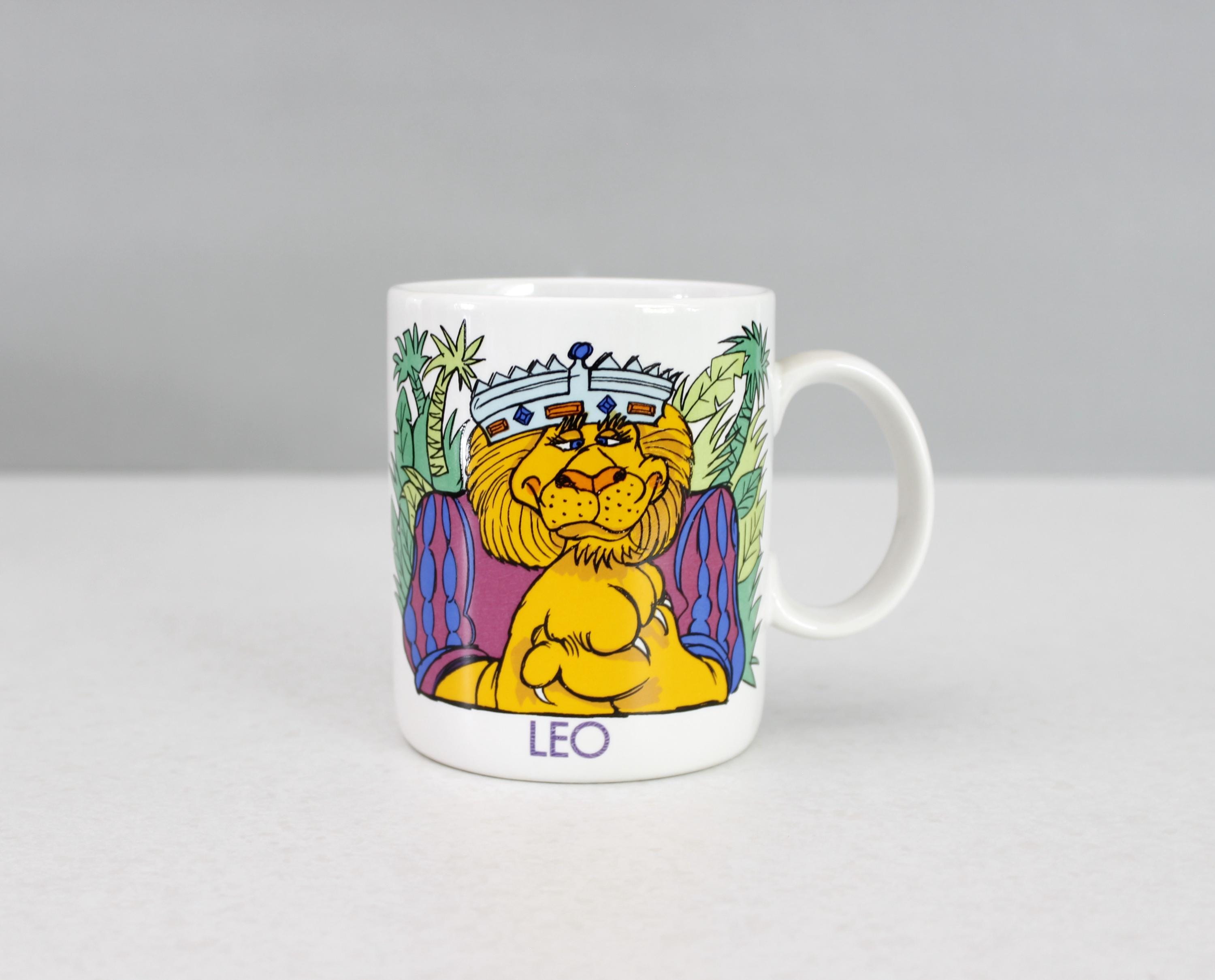 Vintage Avon Sips and Signs Astrology Mug Leo the Lion 1980s Zodiac Horoscope Mug
