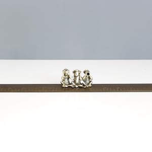 CLEARANCE Vintage Brass Ruler with Three Wise Monkeys Antithesis 1960s Speak no Evil Hear no Evil See no Evil