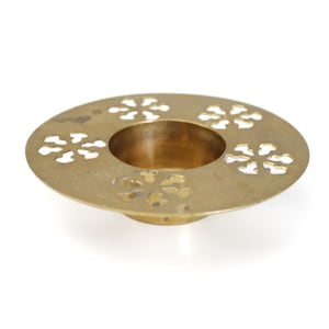 Vintage Brass Snowflake Tealight Candle Holder Round