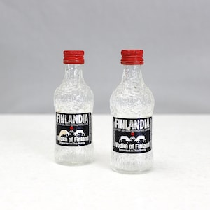 2 Small Vintage Tapio Wirkkala Finlandia Vodka Bottles 1970s