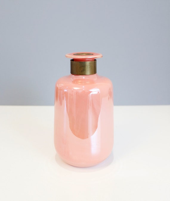 クリアランス ダラ インターナショナル アート ガラス 花瓶 ピーチ