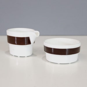 Gustavsberg Sweden Cream & Sugar Set Stig Lindberg White Brown Stripe Bone China