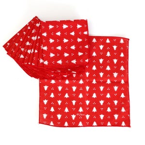 12 Vera Neumann Christmas Napkins Cotton Red White Christmas Trees