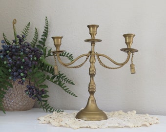 Beautiful sold brass Thomas Blakemore made in England tree candle holder tassel design