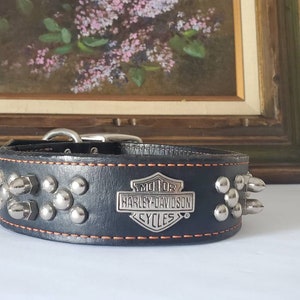 Harley Davidson Leather Spike Dog Collar 