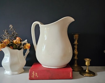 Antique English Ironstone Pitcher Baker & Co. 1800's - Large Victorian Ironstone Pitcher Farmhouse