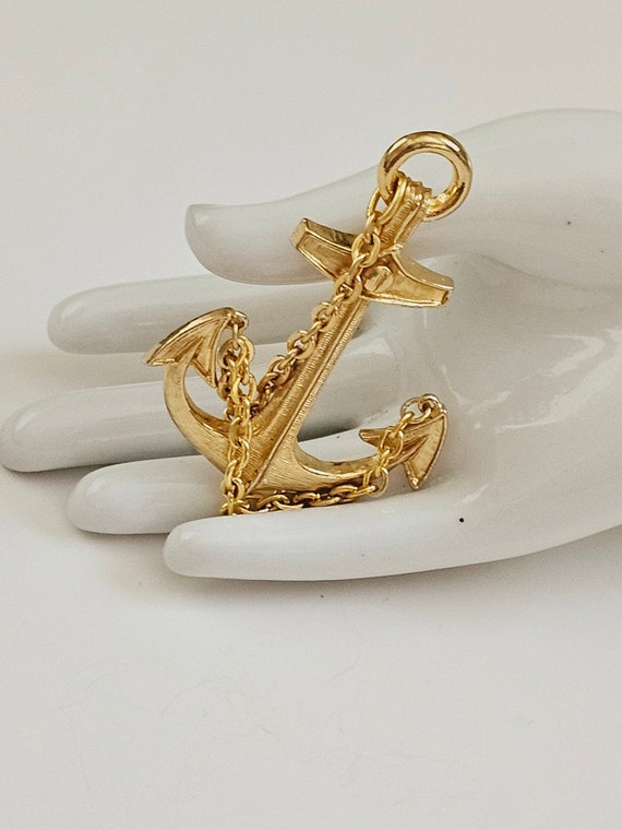Rare Arthur Pepper Large Gold Anchor Rope Brooch S