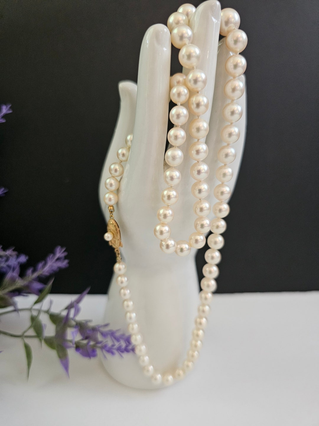 Vintage 14k Gold Akoya Pearl Necklace - K14 Japanese Akoya Pearls - Etsy