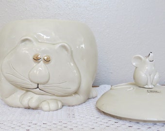 Fitz & Floyd VTG 1993 Cat Cookie Jar レトロ Vintage Fitz and Floyd Fat Cat Mouse Cookie Jar - Whimsical - Etsy