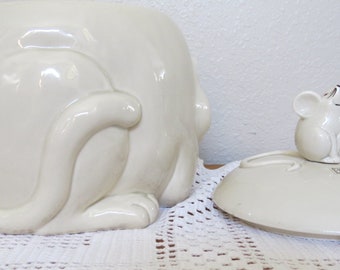 Vintage Fitz and Floyd Fat Cat Mouse Cookie Jar - Whimsical - Etsy